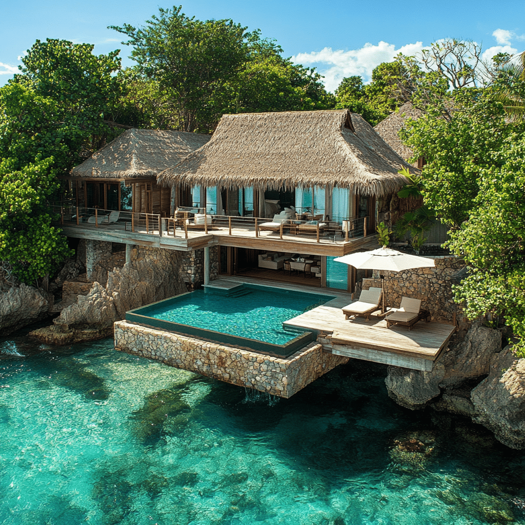 Elegant honeymoon suite in Seychelles, with open-air design, tropical florals, and ocean breezes—curated by Michaelis Events for post-wedding tranquility and indulgence.