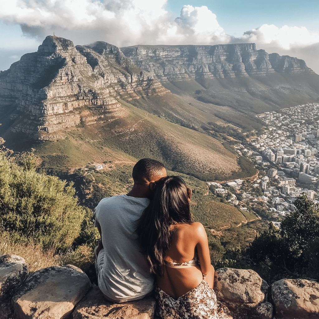 Michaelis Events honeymoon experience in the Drakensberg Mountains, with a couple exploring scenic trails and waterfalls—ideal for nature-loving couples after their wedding.
