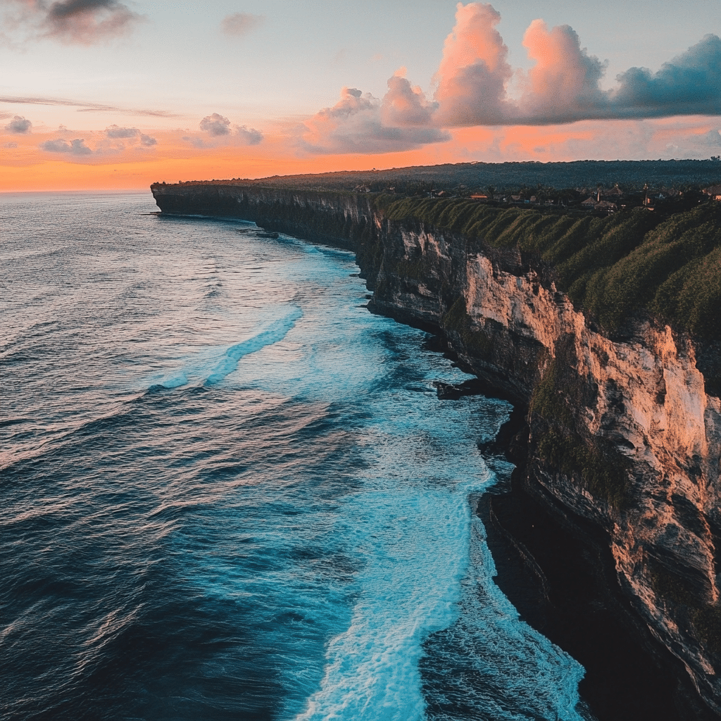 Michaelis Events honeymoon moment paragliding over the cliffs of Bali, with panoramic views of the ocean and coastline—perfect for thrill-seeking couples after their wedding celebration.