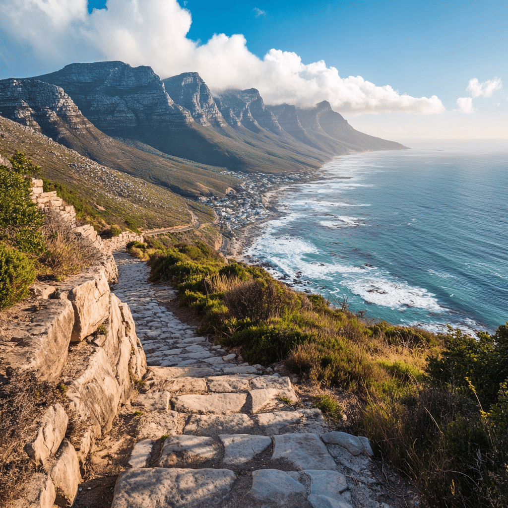 Michaelis Events honeymoon moment with a couple standing atop Table Mountain, surrounded by clouds and panoramic views of Cape Town and the sea—perfect for a breathtaking post-wedding experience.