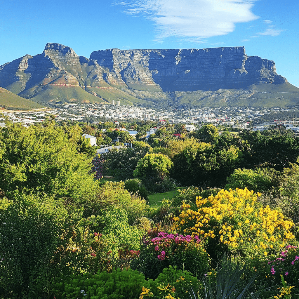 Newlyweds enjoying a panoramic view of Table Mountain during their Cape Town honeymoon—an iconic South African moment styled by Michaelis Events for a breathtaking post-wedding escape.