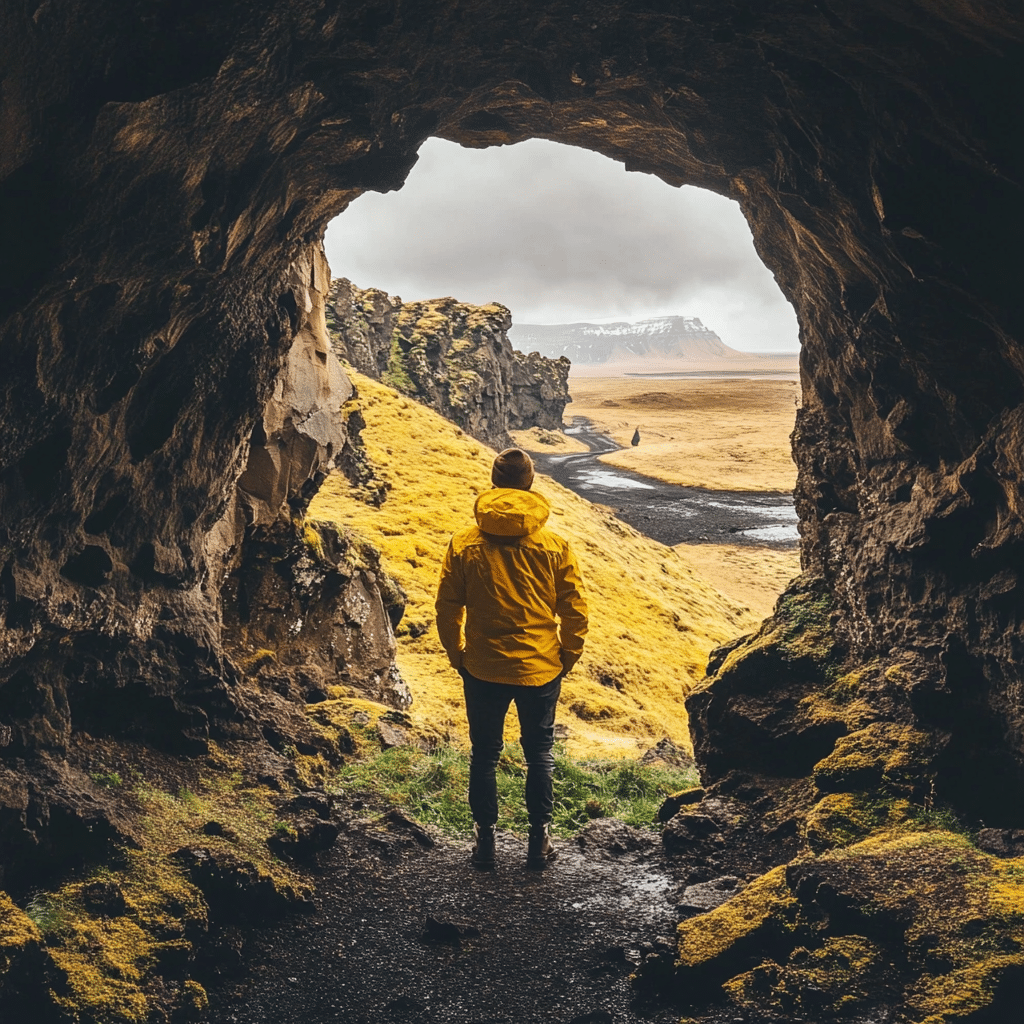 Newlyweds watching a sunrise from a cliffside viewpoint overlooking the Icelandic coast—an epic and peaceful honeymoon experience arranged by Michaelis Events.