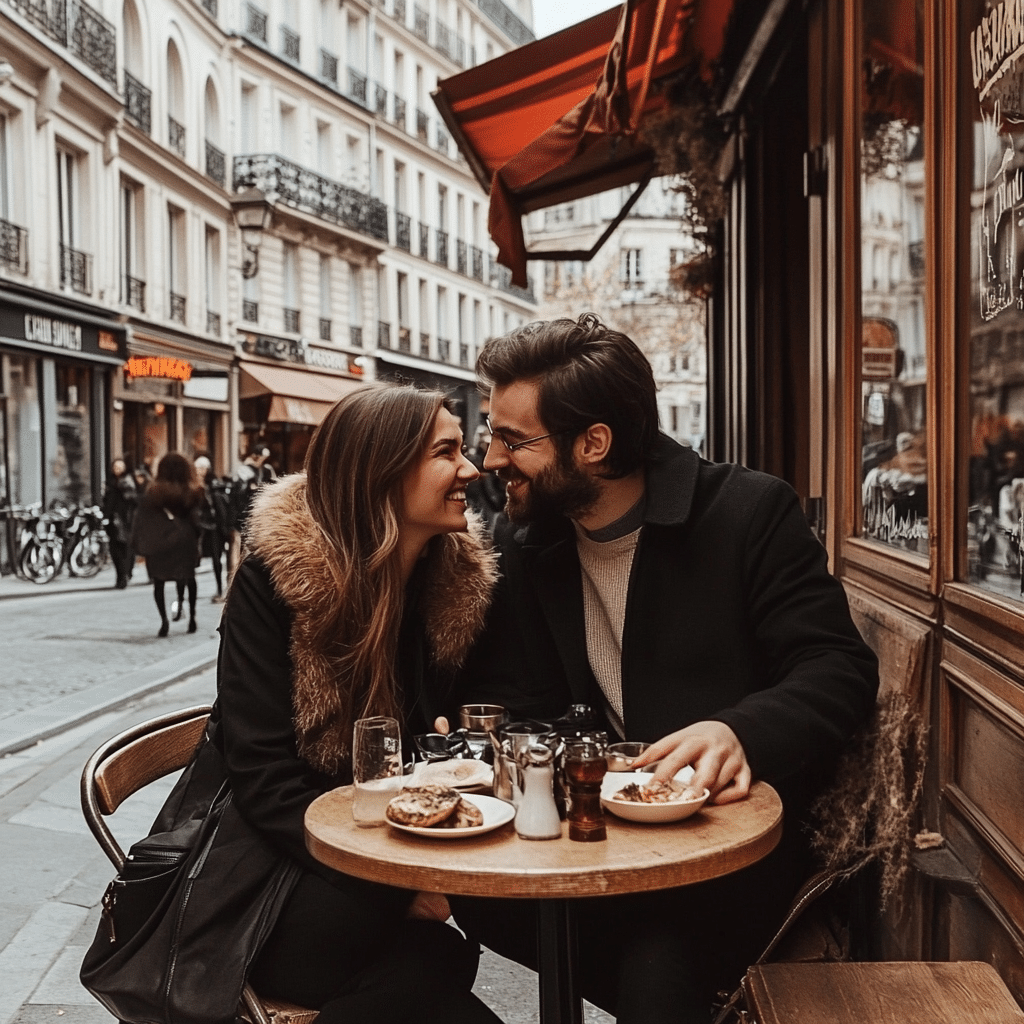 Romantic Paris honeymoon moment with a couple kissing under twinkling lights along the Seine, planned by Michaelis Events—perfect for intimate post-wedding memories.