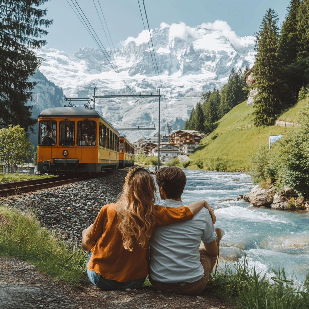 Romantic cable car ride to Jungfraujoch, the _Top of Europe,_ during a Switzerland honeymoon planned by Michaelis Events—ideal for post-wedding couples seeking epic views and alpine thrills.