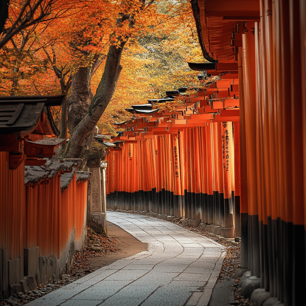 Romantic walk under autumn maple trees in Nikkō, Japan, with historic temple architecture in the background, organized by Michaelis Events—ideal for fall weddings and scenic honeymoons.