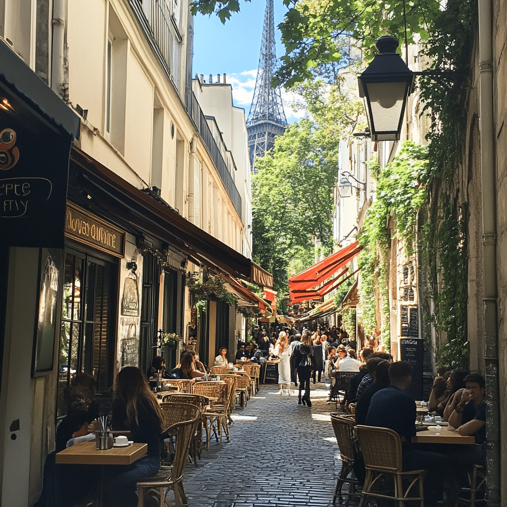 Stylish honeymoon stroll by the Seine with Eiffel Tower views, planned by Michaelis Events, as the couple enjoys a romantic walk through the heart of Paris after their wedding.
