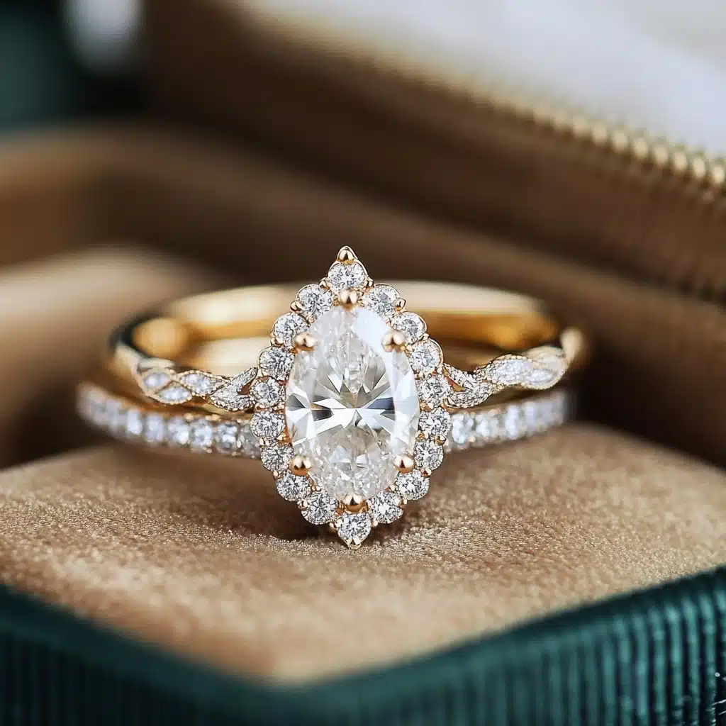 Close-up of a diamond engagement ring in a velvet box with insurance documents and appraisal forms, representing the process of protecting your ring