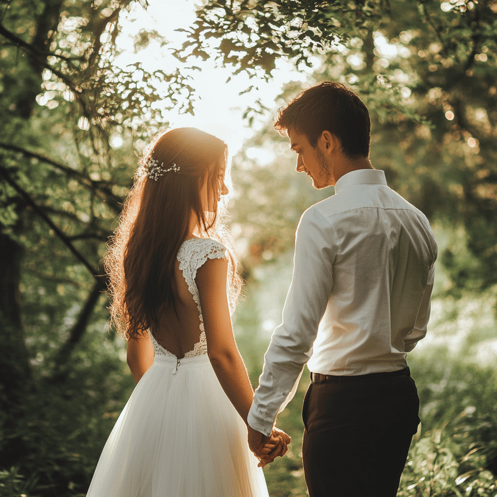 Engaged couple holding hands during a premarital counseling session, symbolizing emotional preparation and relationship-building before marriage