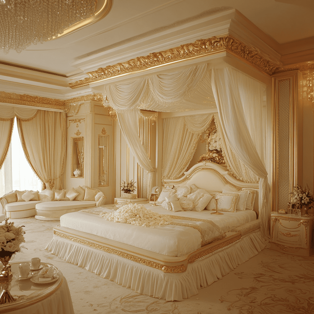 Indulge in a luxury bridal suite reserved through a wedding hotel block—perfect for wedding night stays or pampered getting-ready moments in elegance.